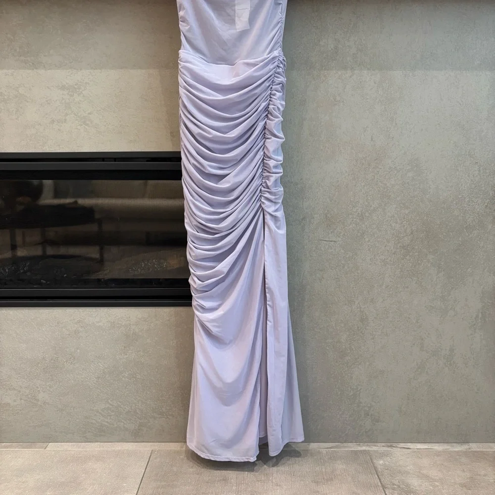 NWT Abercrombie & Fitch Mesh Asymmetrical Off The Shoulder Maxi Dress, Size XXS